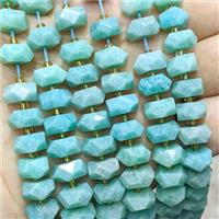 Natural Green Amazonite Heishi Beads Faceted, approx 6x11mm