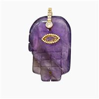 Natural Amethyst Pendant Buddha-Hand Purple, approx 17-27mm