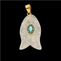 Natural Clear Quartz Fish Pendant, approx 18-30mm