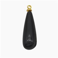 Natural Black Obsidian Teardrop Pendant, approx 8-25mm