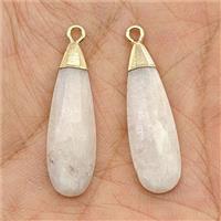Natural White Mooonstone Teardrop Pendant Faceted Gold Plated, approx 10-30mm