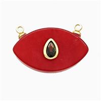Red Dye Jade Eye Pendant Pave Zirconia 2loops, approx 13-22mm
