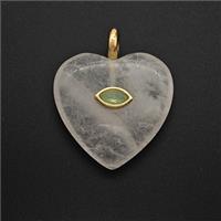 Clear Quartz Heart Pendant Pave Zirconia Eye, approx 25mm