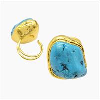 Magnesite Turquoise Copper Rings Gold Plated, approx 20-30mm, 20mm dia