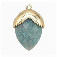 Green Amazonite Oval Pendant Copper Gold Plated, approx 18-24mm