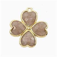 Moonstone Clover Pendant Heart Gold Plated, approx 20mm