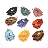 Natural Gemstone Fish Pendant Pave Zirconia Mixed, approx 25-30mm