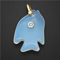 Opalite Fish Pendant Pave Zirconia, approx 23-33mm
