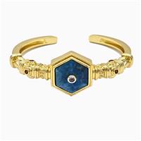 Copper Bangle Pave Apatite Gold Plated, approx 25mm, 50-60mm dia