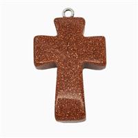 Golden Sandstone Cross Pendant, approx 20-30mm
