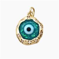 Green Fire Opal Evil Eye Pendant Gold Plated, approx 14-16mm