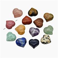 Natural Gemstone Heart Beads Mixed, approx 12mm