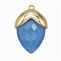 Blue Dye Jade Leaf Pendant, approx 15-20mm