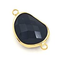 Black Crystal Glass Teardrop Connector, approx 16-20mm