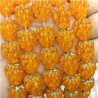 Lampwork Glass Strawberry Beads Orange, approx 15-18mm