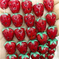 Lampwork Glass Strawberry Beads Red, approx 14-18mm