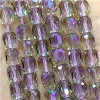 Purple Crystal Glass Barrel Beads Faceted Electroplated, approx 8-9mm, 44pcs per st