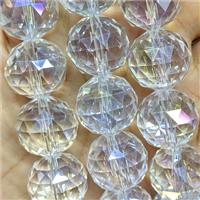 Crystal Glass Beads Faceted Round Clear AB-Color, approx 20mm dia