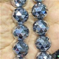 Crystal Glass Beads Faceted Round Silver Electroplated, approx 20mm dia