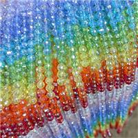 Crystal Glass Beads Faceted Round Mixed Color, approx 8mm, 48pcs per st