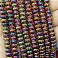 Crystal Glass Rondelle Beads Smooth Rainbow Plated, approx 5x8mm