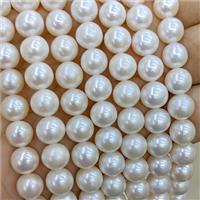 White Freshwater Pearl Beads Smooth Round AAA-Grade, approx 9-10mm