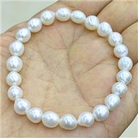 Natural White Pearl Bracelet Stretchy, approx 7-8mm