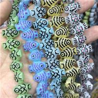 Lampwork Glass Fish Beads Mixed Color, approx 14-20mm