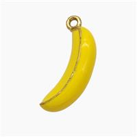 Stainless Steel Banana Pendant Yellow Enamel Gold Plated, approx 5-18mm