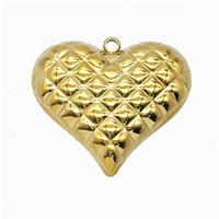 Stainless Steel Heart Pendant Hammered Gold Plated, approx 30mm