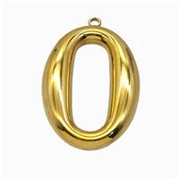 Stainless Steel House Number 0 Pendant Gold Plated, approx 24-34mm