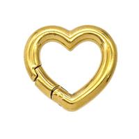 Stainless Steel Carabiner Clasp Heart Gold Plated, approx 17mm