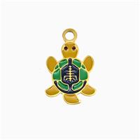 Stainless Steel Tortoise Pendant Enamel Gold Plated, approx 11-14mm