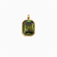 Stainless Steel Pendant Pave Zirconia Gold plated, approx 7.5-9.5mm